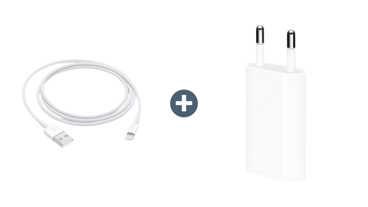 Apple Lightning naar USB-A Kabel - 1 Meter + Apple USB Adapter EU Plug 5V
