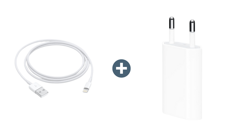 Apple Lightning naar USB-A Kabel - 1 Meter + Apple USB Adapter EU Plug 5V