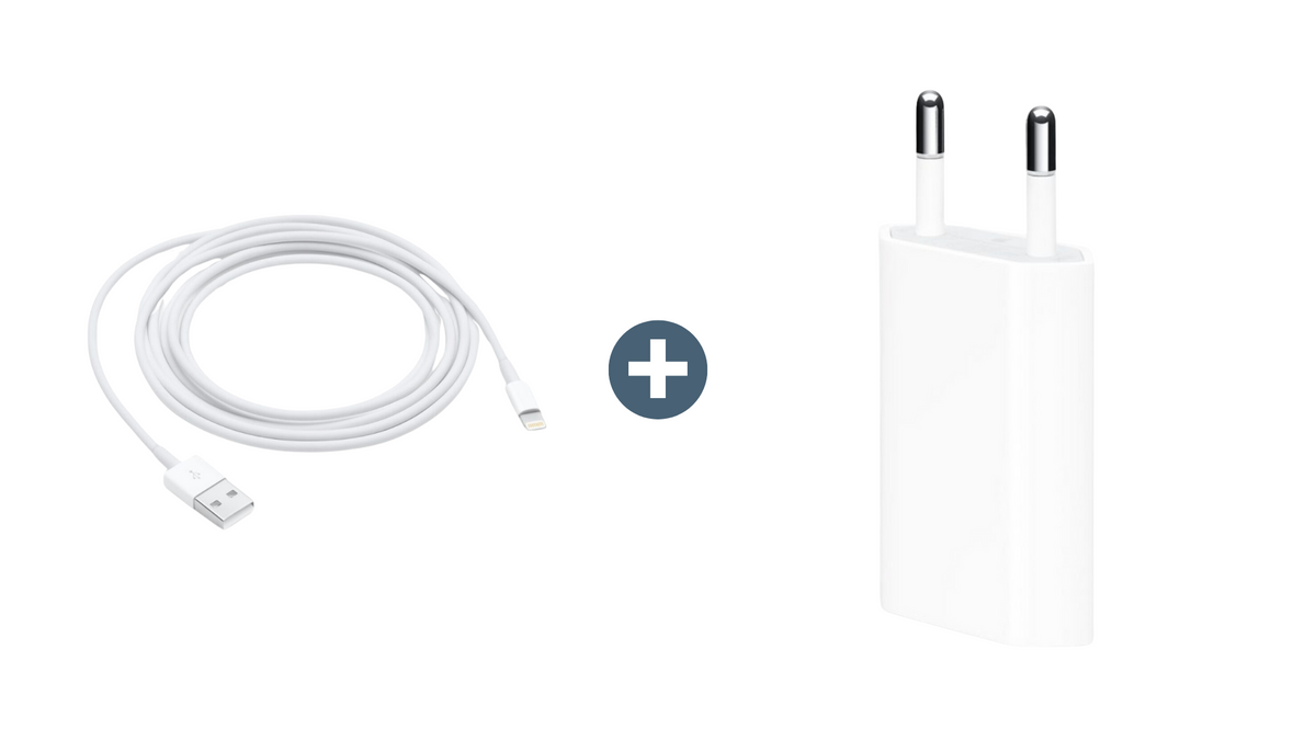 Apple Lightning naar USB-A Kabel - 2 Meter + Apple USB Adapter EU Plug 5V