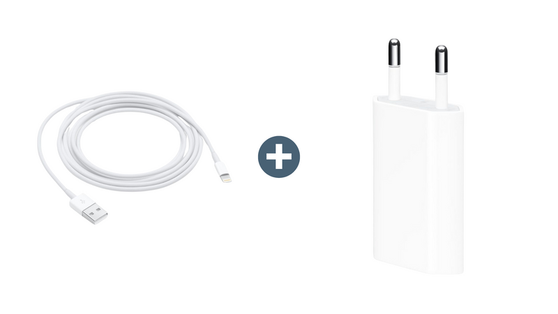Apple Lightning naar USB-A Kabel - 2 Meter + Apple USB Adapter EU Plug 5V